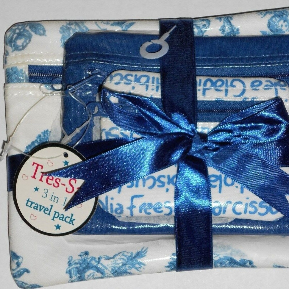 Vintage 3 Pc Set Makeup Travel Bag Pack Tres Sac